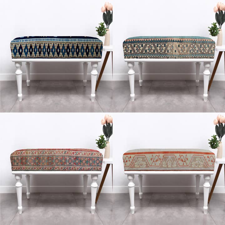 The Loom Wholesale - Vente Bancs - Banc traditionnel avec tapis turc et pieds en bois massif8