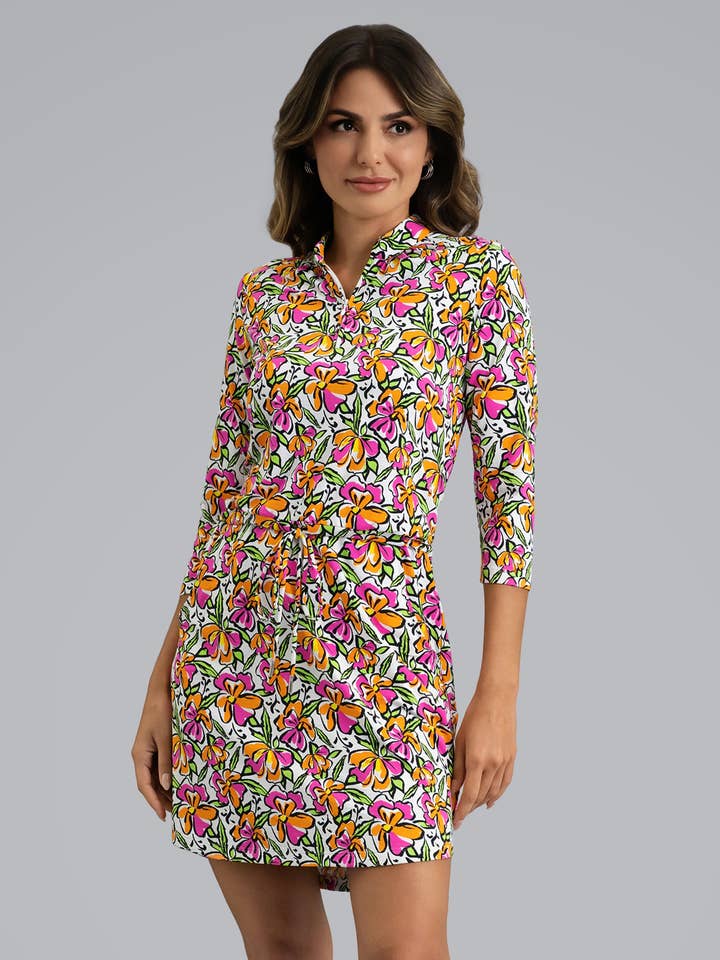 Robe à cordon de serrage Sonia manches 3/4 pour la vente par IBKÜL