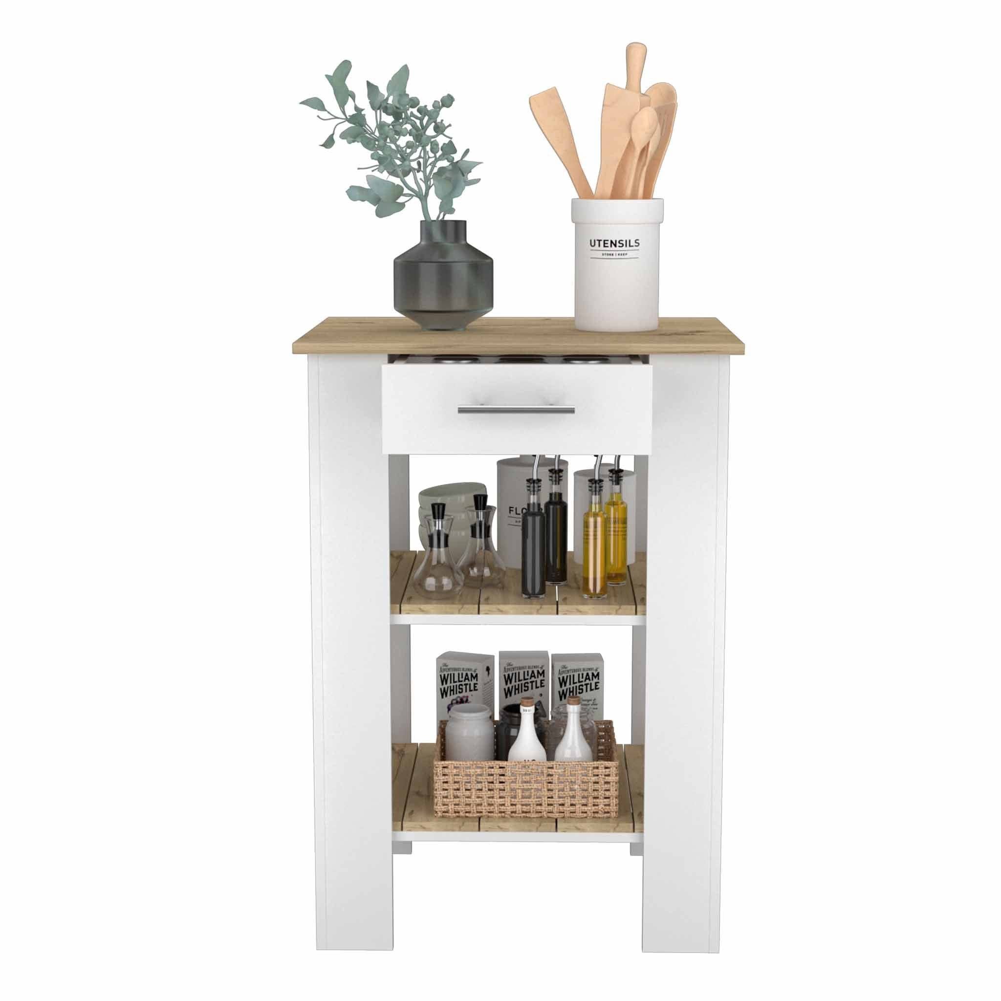TUHOME FURNITURE - Wholesale Kitchen Storage/Organizer - Cala Kitchen Island 23, Two Shelves, Two Drawers11