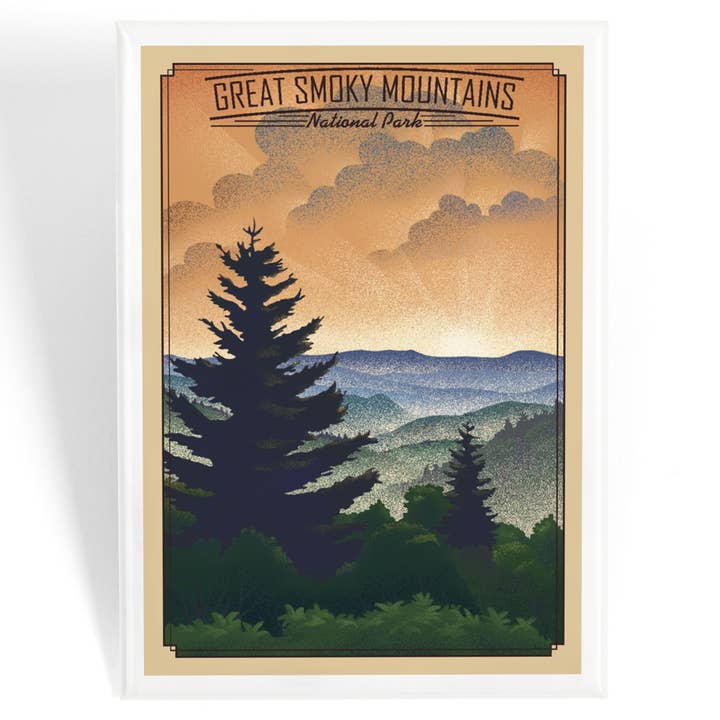 MAGNET Parque Nacional de las Grandes Montañas Humeantes, Litho para venta al por mayor de Lantern Press