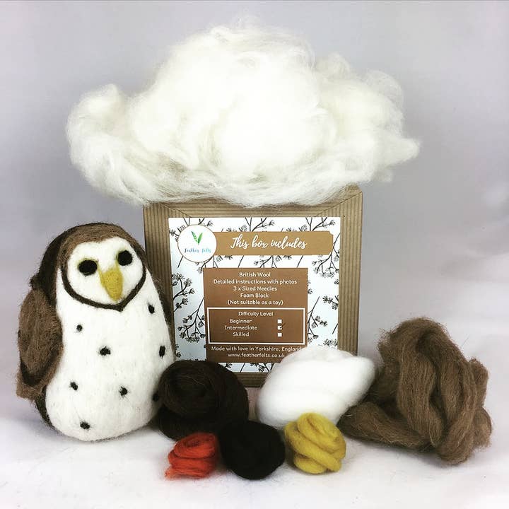 Feather Felts - Wholesale Craft sewing kit - Spotty Owl - Needle Felting Kit