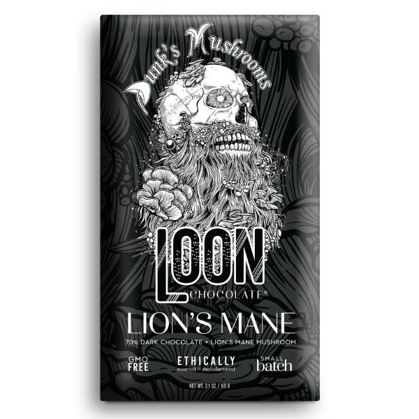 Lion’s Mane Dark Chocolate for wholesale by Loon Chocolate