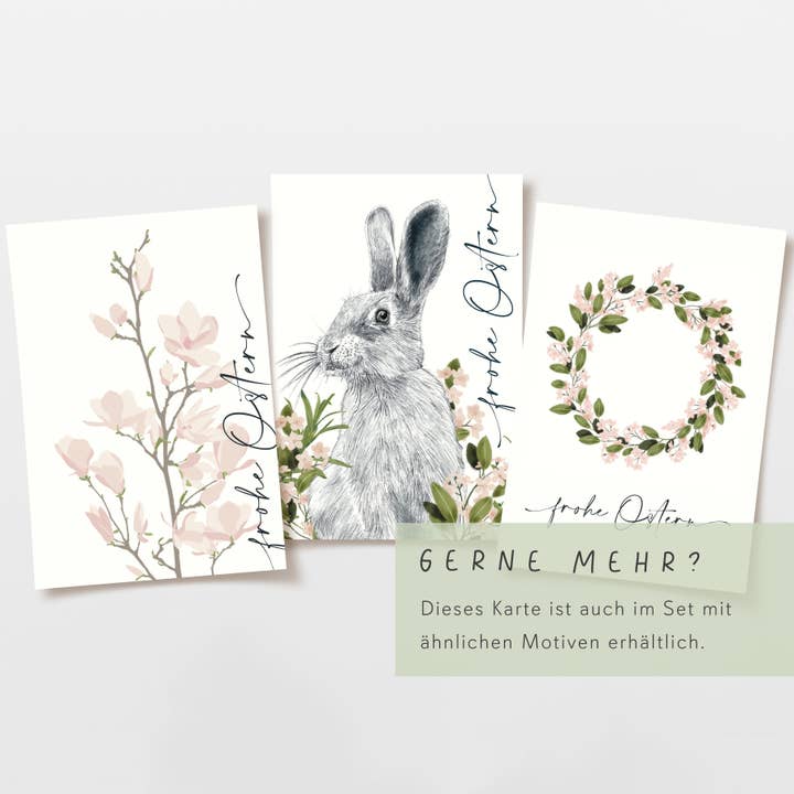 Wildblumen Atelier - Vente Cartes postales - Carte de Pâques couronne de fleurs Joyeuses Pâques, certifiée FSC4