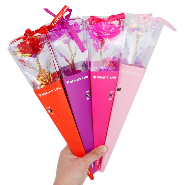 Cap Zone - Wholesale Artificial Flowers - Holographic LED Artificial Galaxy Rose Gift Box