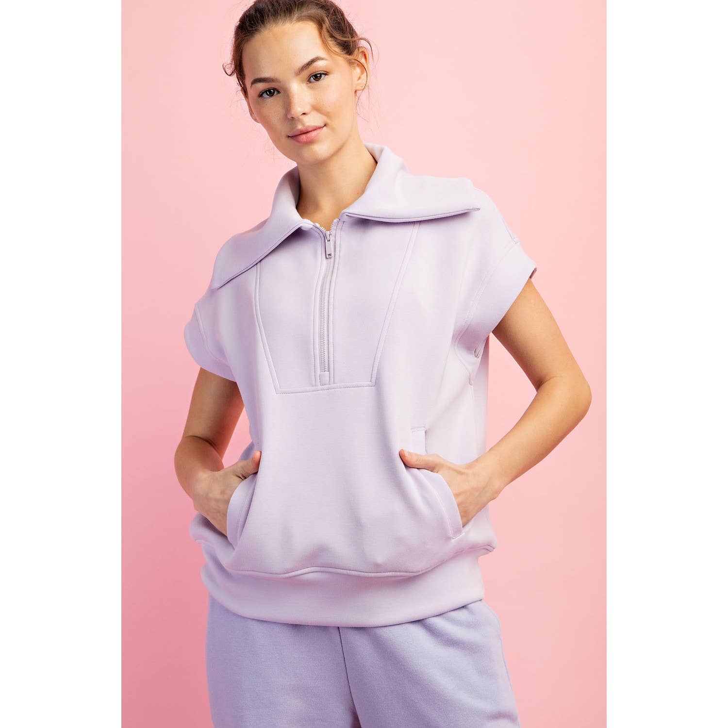 Rae Mode - Vente Haut de sport – femme - HAUT À MANCHES COURTES ET FERMETURE ÉCLAIR QUARTER EN MODAL POUR PLONGÉE35