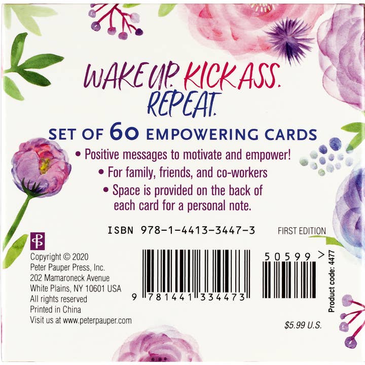 Peter Pauper Press - Wholesale Stationery/Notecard Set - Wake Up, Kick Ass, Repeat. (Set of 60 Empowering Cards)8