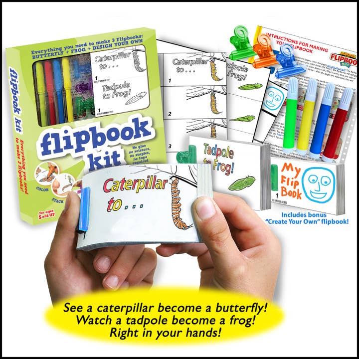 Fliptomania – wholesale DIY craft kit – Child – Butterfly and Frog DIY Flip book Kit
