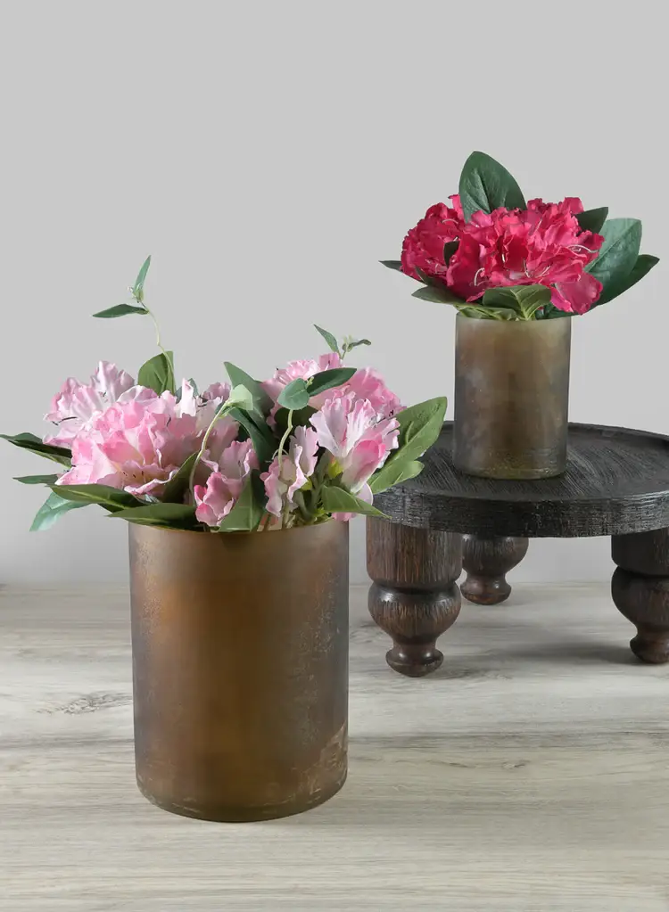 Jamali Garden - Vente Vases - Cylindre en verre artisanal Campagna rouille givrée lavée de 5,5 pouces de hauteur3