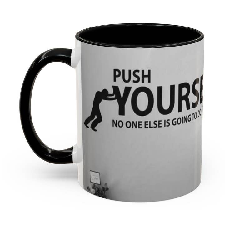 Motivational Accent Coffee Mug — "Do It Yourself" Black Interior for wholesale by Mr.LuckySelfServiceLtd