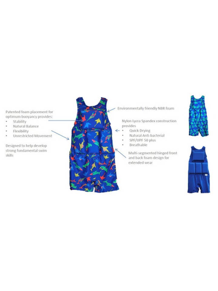 My Pool Pal Boys Flotation Swimsuit - Blue Dino for wholesale on Faire