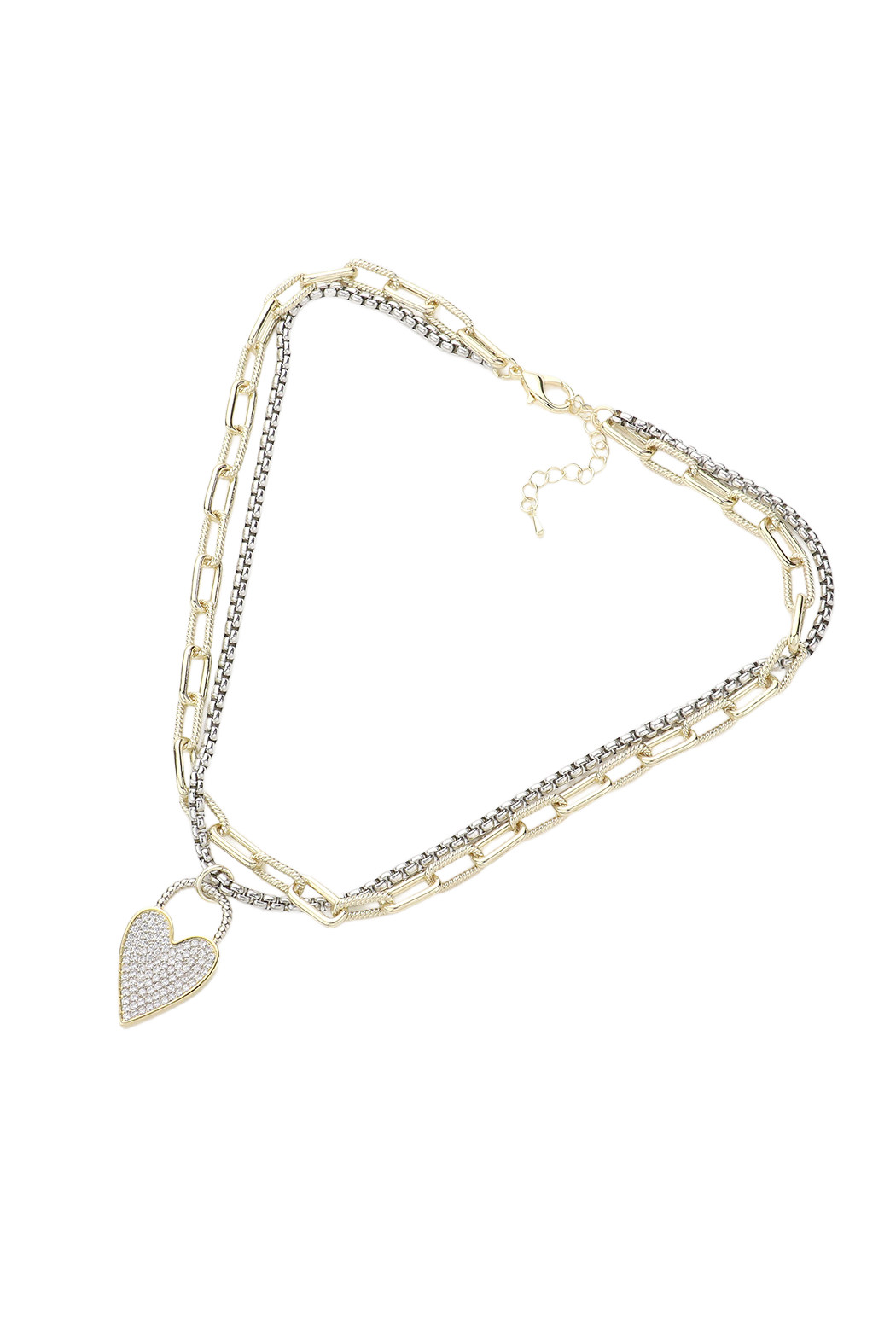 Embellish Your Life - Wholesale Pendant/Charm Necklace - 2 Tone Pave Heart Necklace1