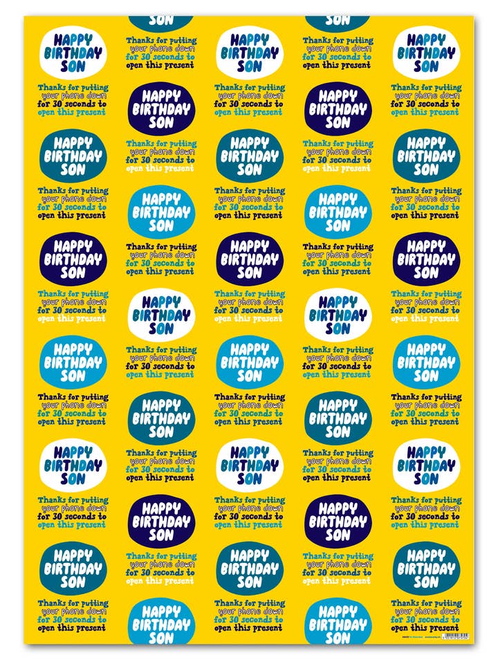 Lustiges Geschenkpapier — Son Wrap **Packung mit 2 Blatt gefaltet** für den Großhandel von Brainbox Candy