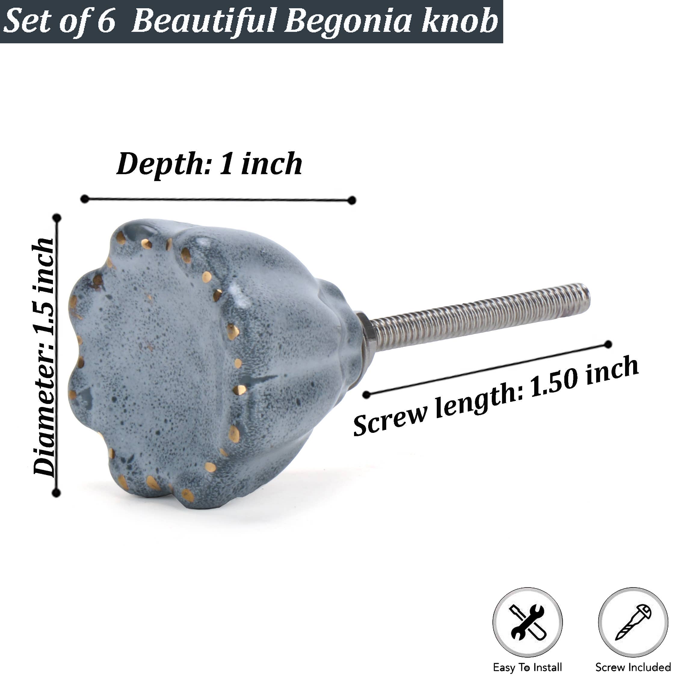 Perilla Home - Wholesale Knob/pull - Begonia Ceramic Knob ( Set of 6 )1