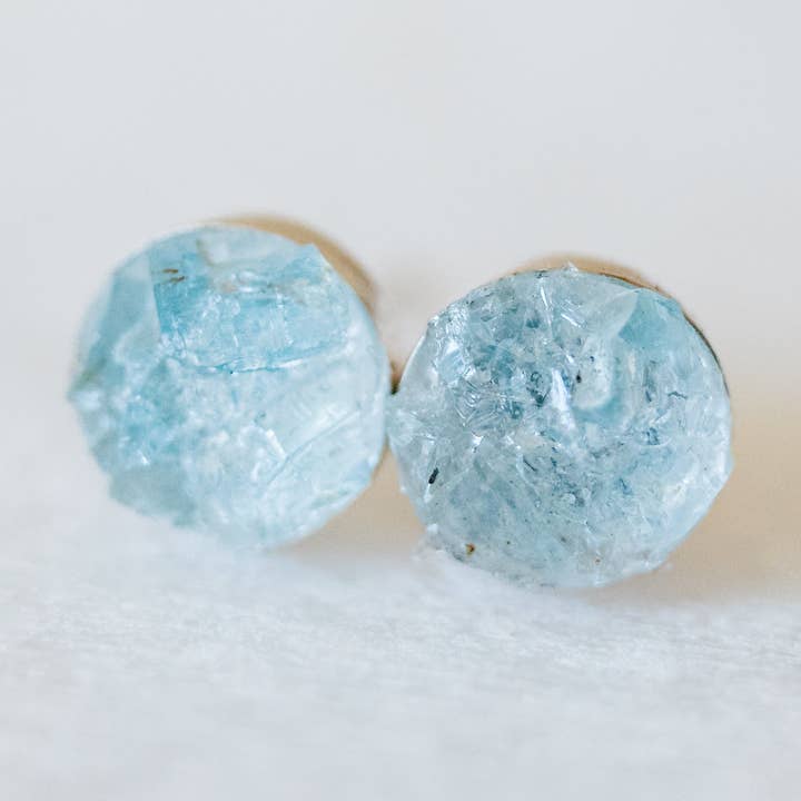 Brincos de pedra preciosa em mosaico de água-marinha crua por atacado de luxe.zen