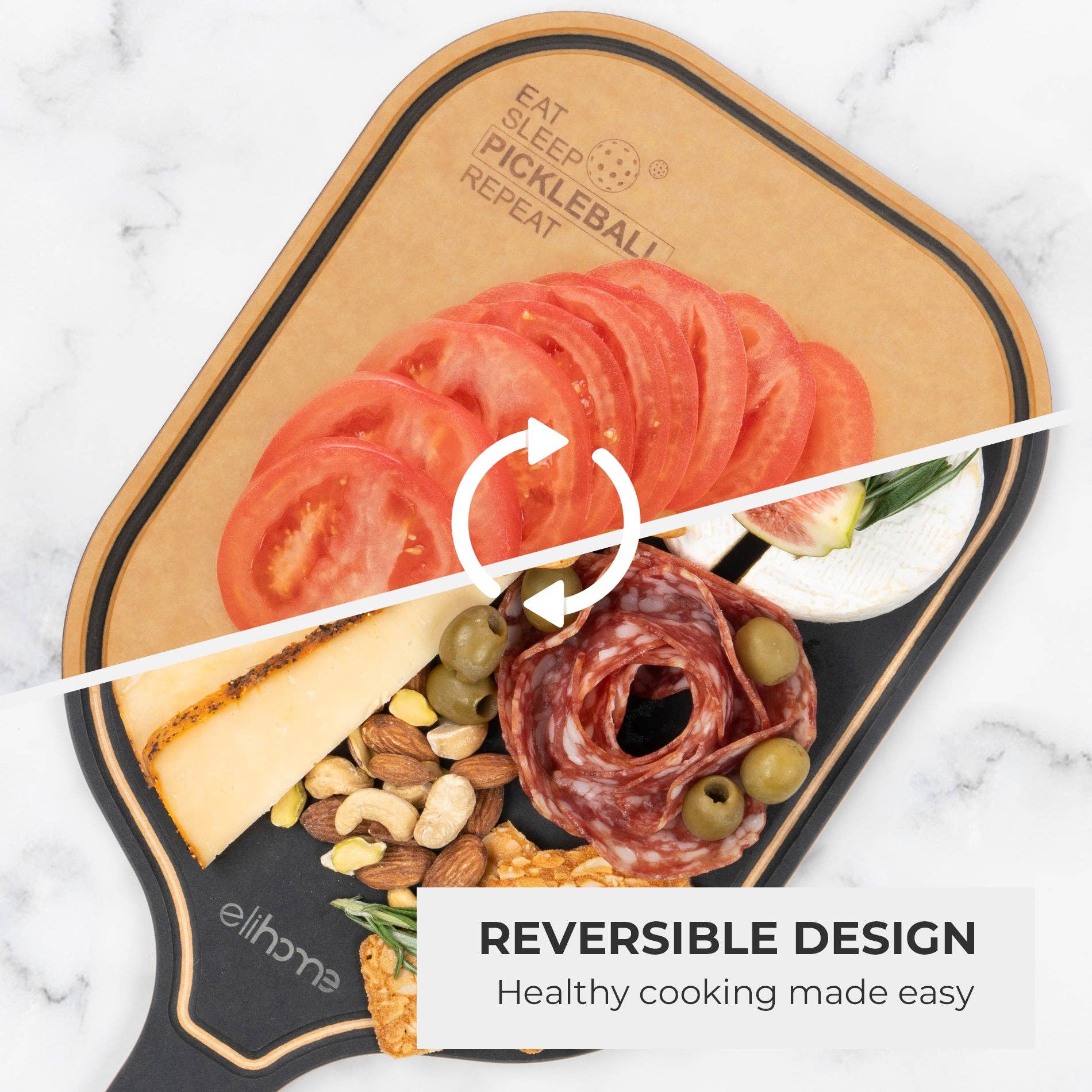 Elihome - Vente Planche à découper - Planche à découper charcuterie Pickleball - "Mangez Dormez Pickleball Répétez"7