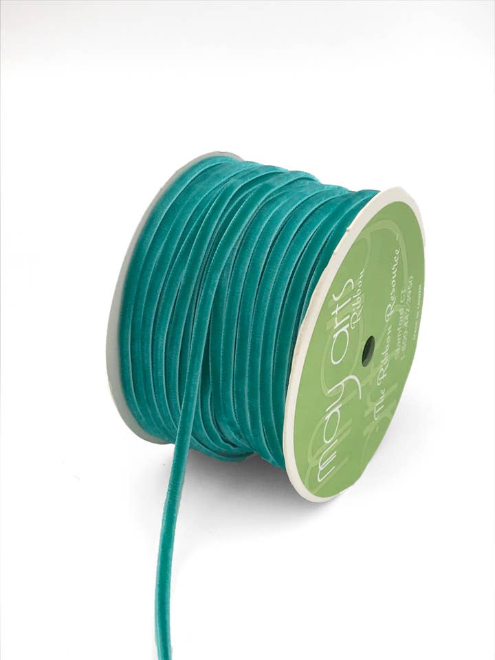 1/8" Teal Velvet Cord String for wholesale by May Arts Ribbon