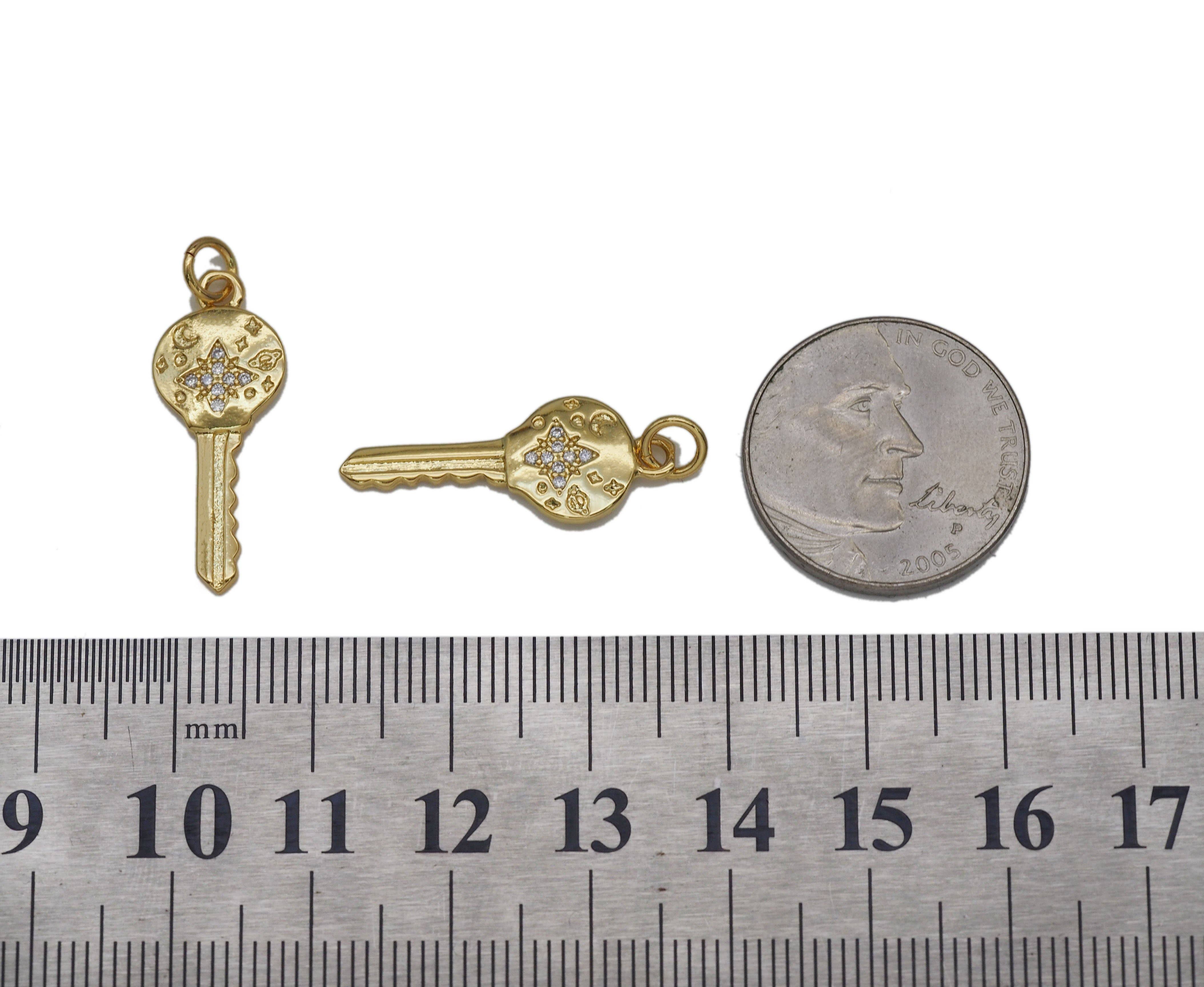 BestBeads&Beyond - Wholesale Individual Charm/Pendant - CZ North Star On Key Shape Charm, Sku#LK6152