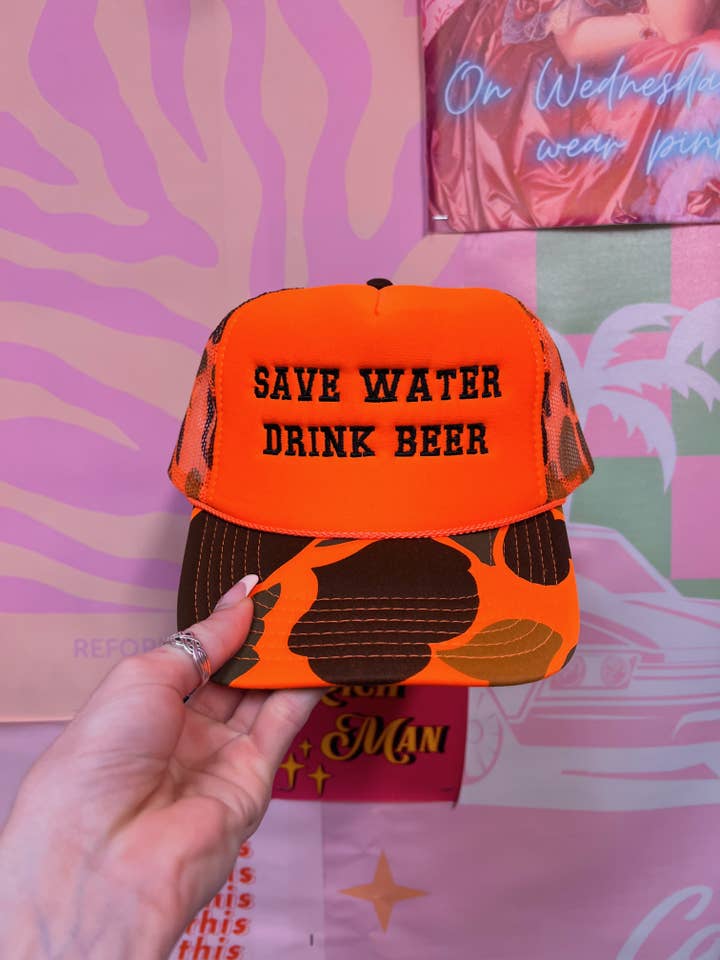 Save Water Drink Beer Trucker Hat: Embroidery for wholesale by Happy Hour