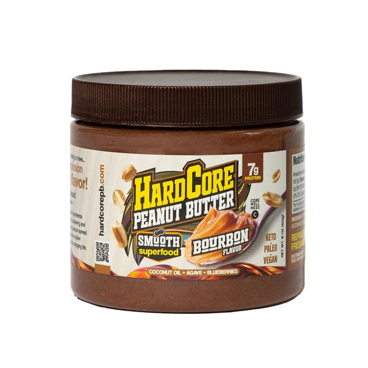 Hardcore Peanut Butter Spread Company - Vente Beurres de noix - Tartinade de Beurre de Cacahuète Hardcore | Saveur Bourbon | 16 oz0
