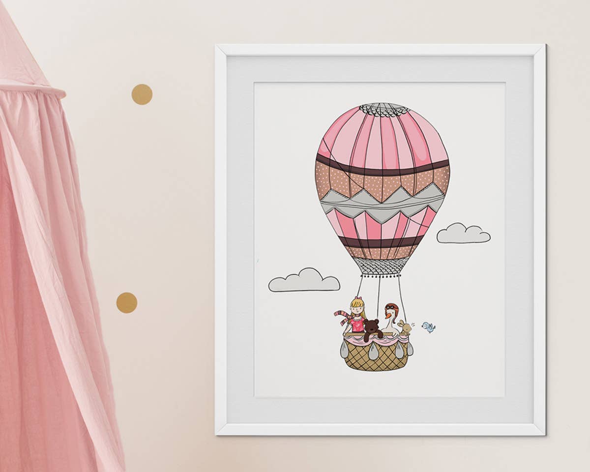 Little Sharks - Wholesale Art Print - Hot Air Balloon Girl Print2