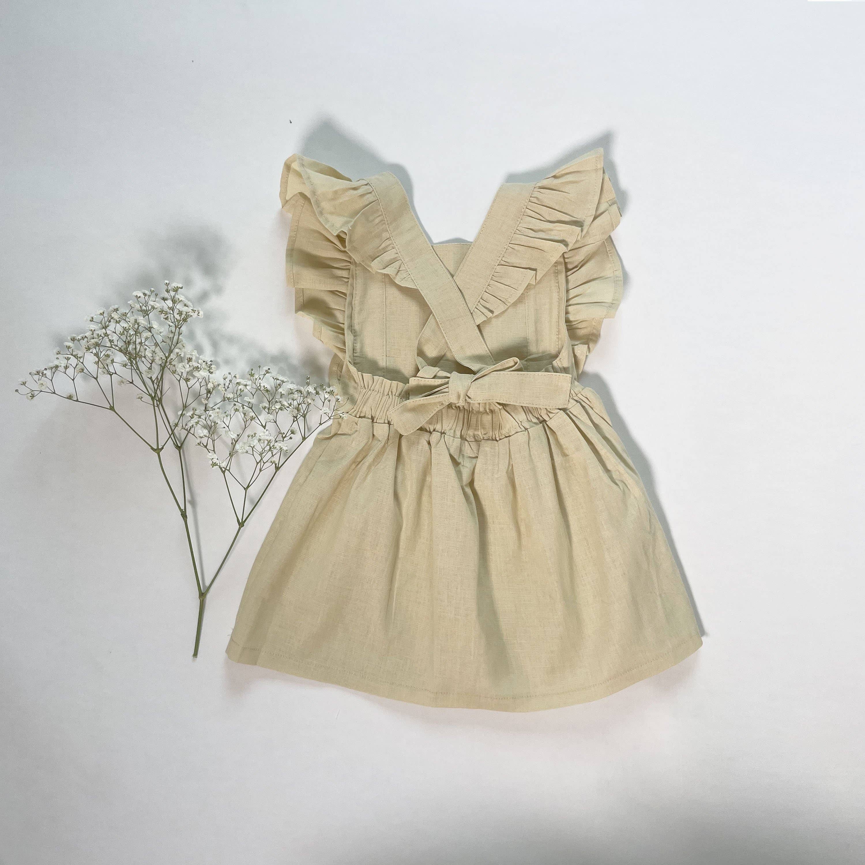 La Fillette Accessories - Venta al por mayor Vestido - Niños - Vestido con tirantes y volantes en beige claro1