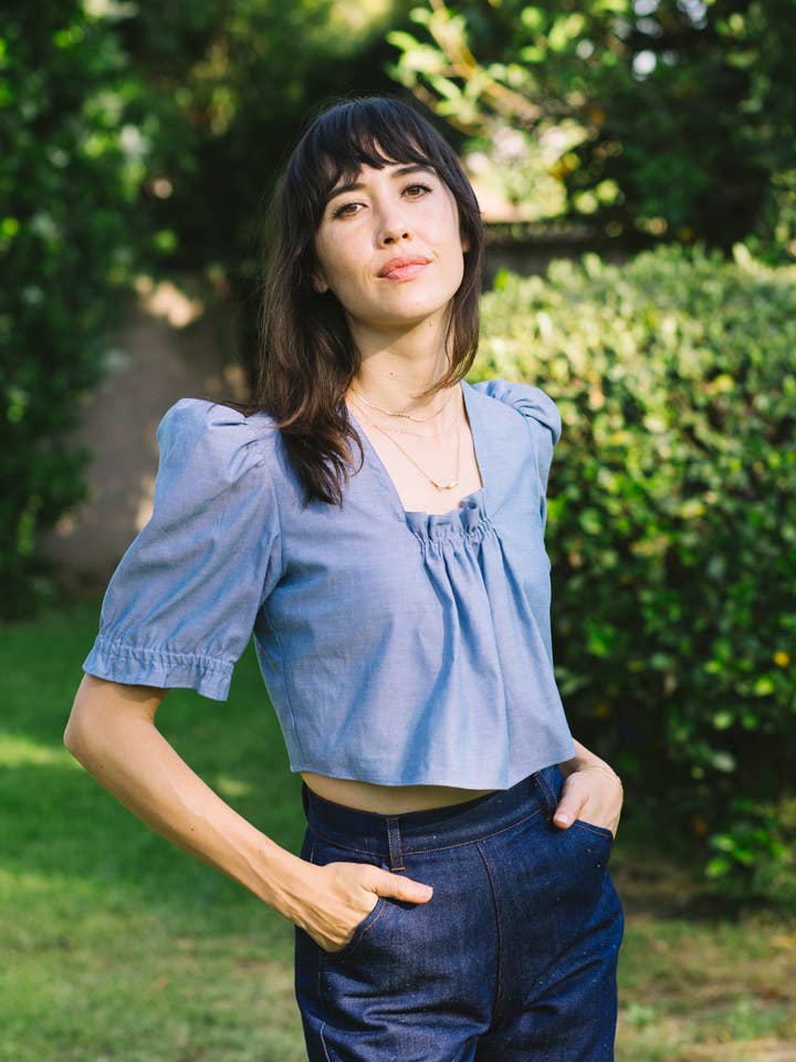 Blouse Cindy - Chambray voor wholesale door Myrtle