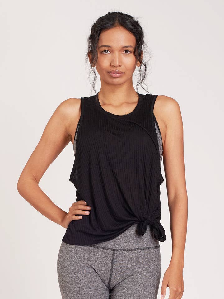 Ribbed Tie Up Cover Tank for wholesale by House of Trigal