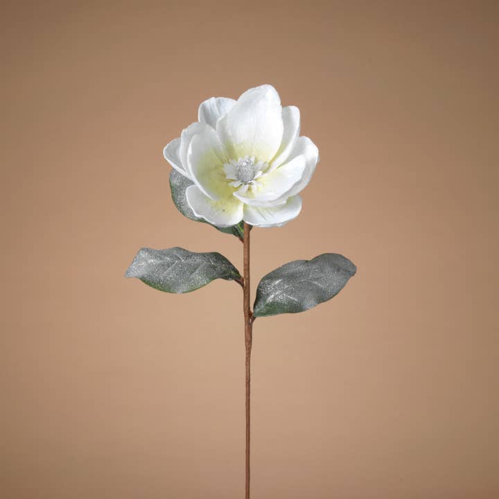 Promos 25"H White Holiday Flower Pick for wholesale by The Gerson Companies