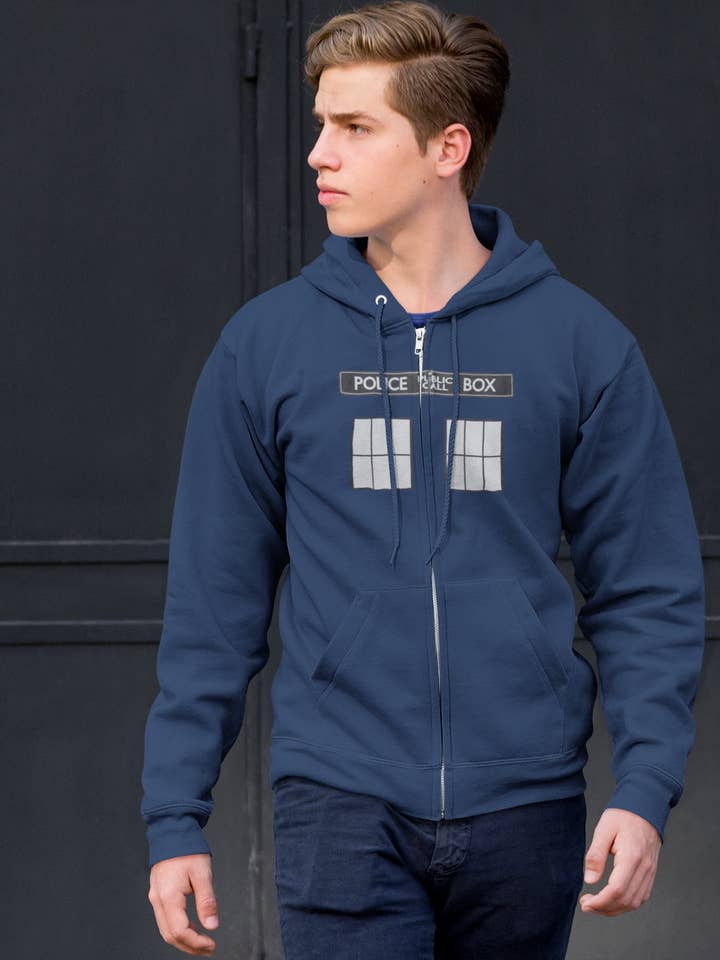 Official Store - Wholesale Hoodie - Men's - Doctor Who - Large TARDIS Men's Zippered Hoodie2