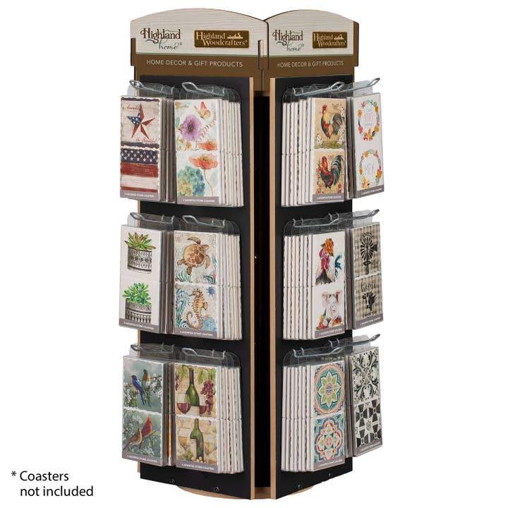 CounterArt/Highland Home/Thirstystone/CoasterStone - Wholesale Retailer Display - Home & Living - Tabletop Coaster Set Spinner Display-Ships Empty