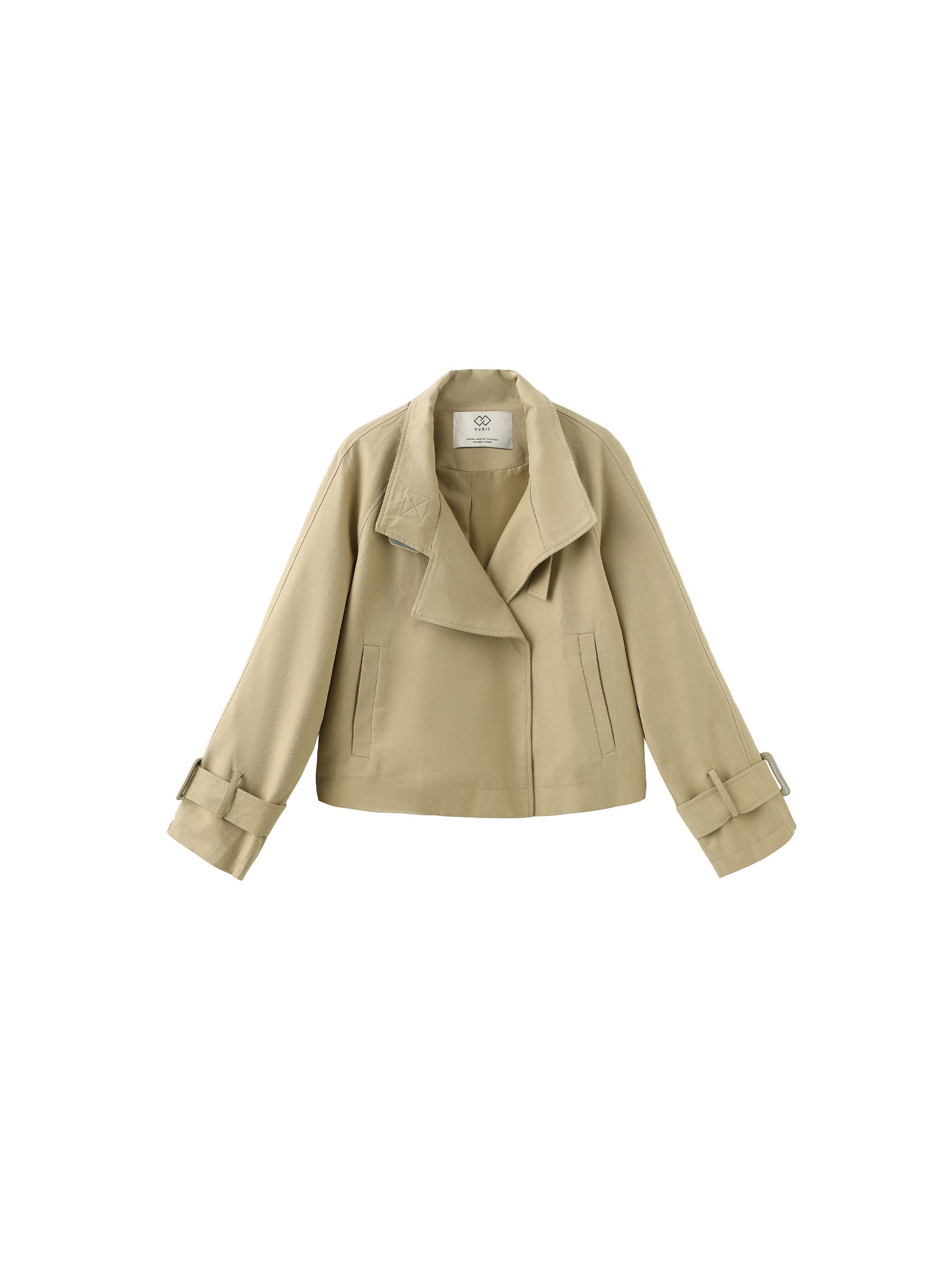 CUBIC – Großhandel Trenchcoat – Damen – Kurz geschnittener Trenchcoat mit Überlagerung vorne12