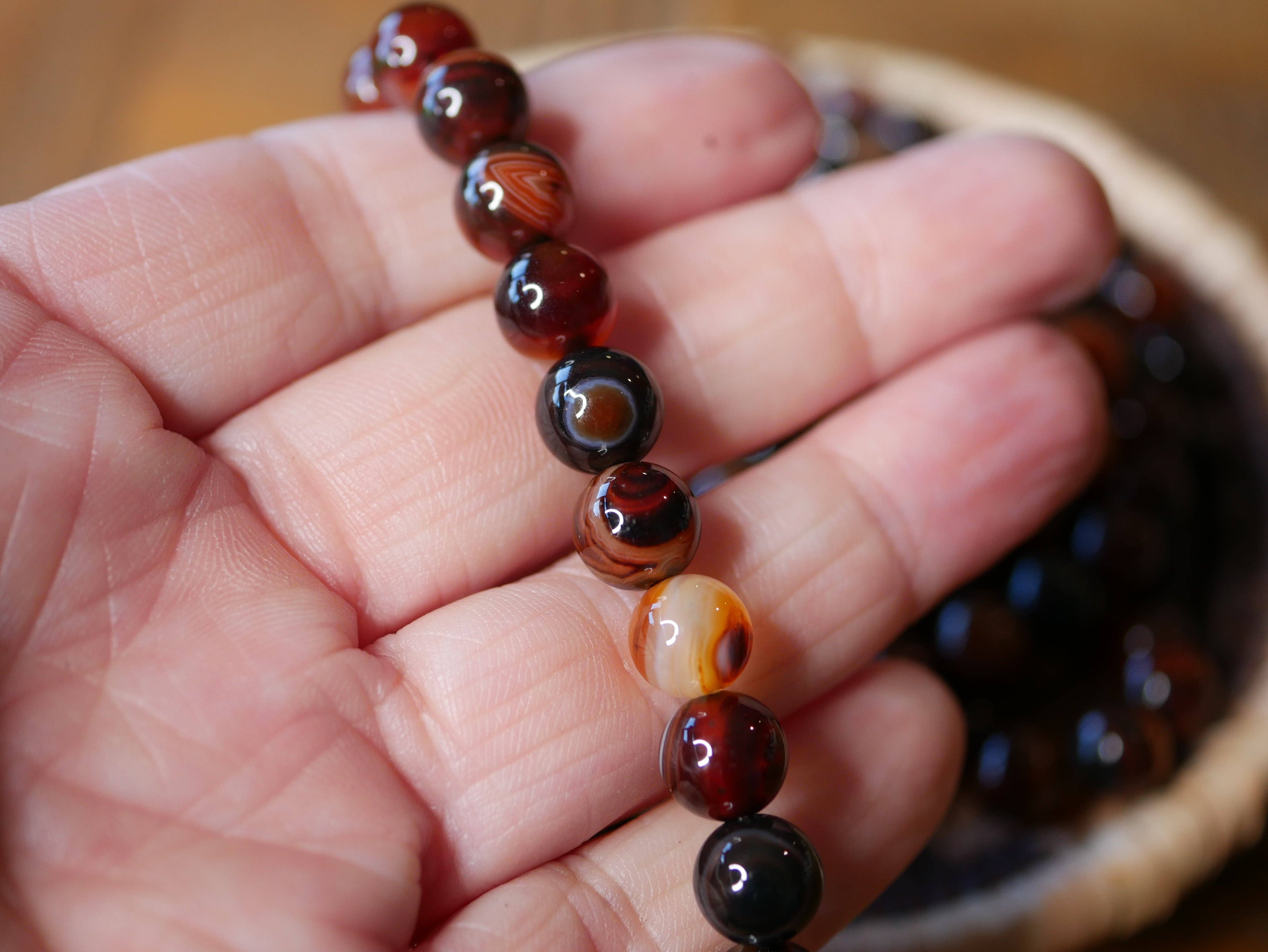 Superior Stones & Gifts INTL LLP - Wholesale Beaded Bracelet - Gemstone Stretch Bracelet Dark Brazilian Agate-Natural2