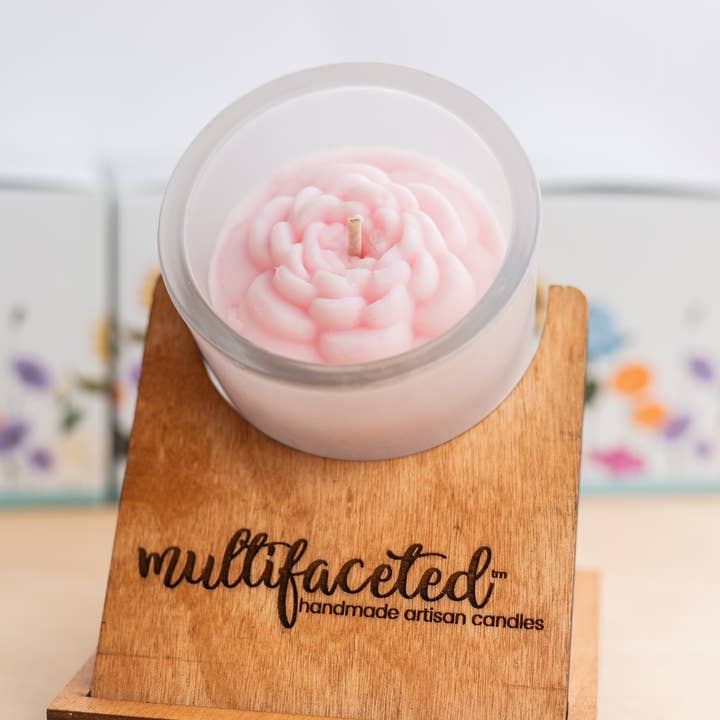 Multifaceted™ Artisan Candles - Wholesale Jar/Filled Candle - Peony Flower Candle, Eco -Friendly Candle - multiple sizes1