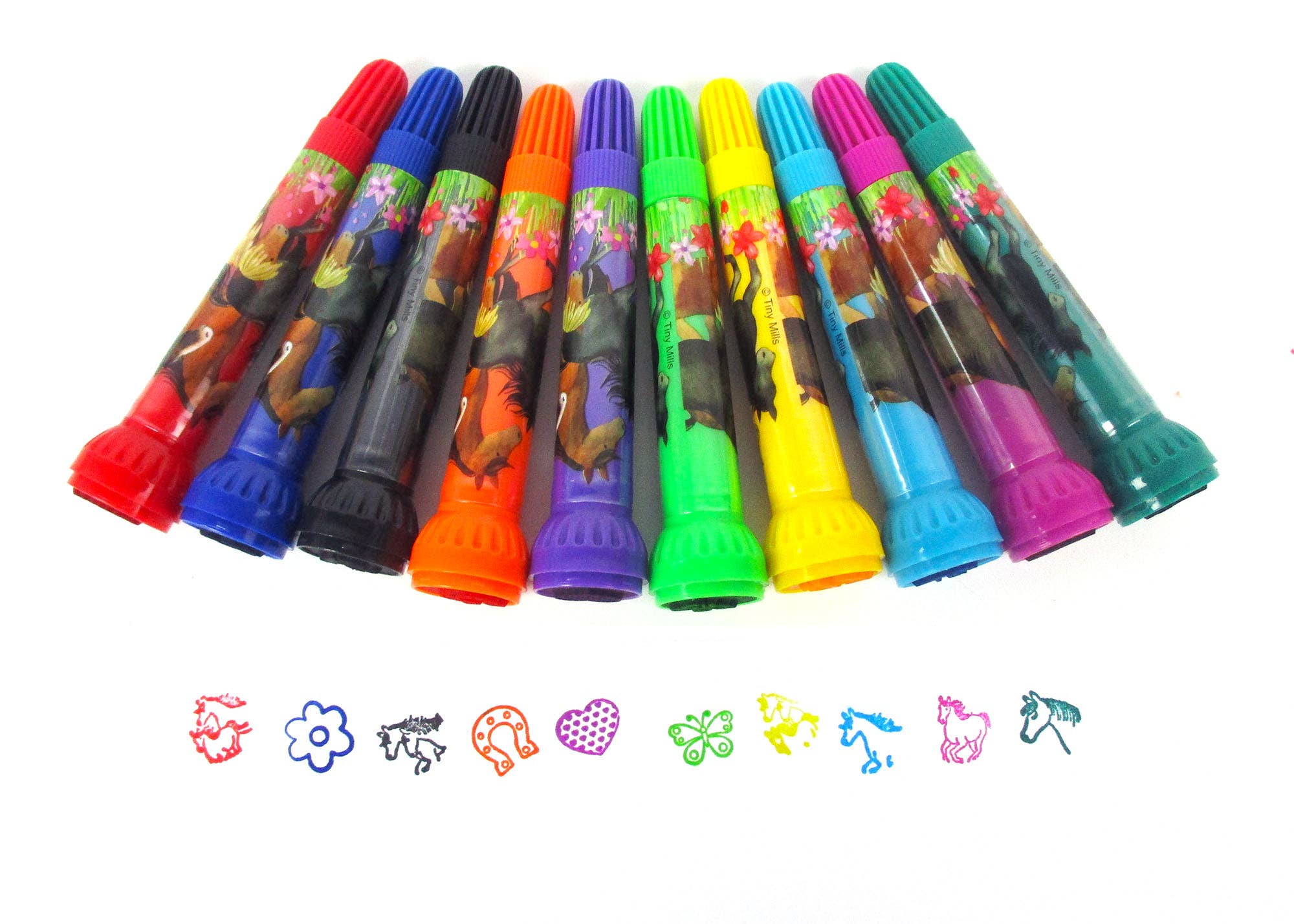 Tiny Mills - Wholesale Markers - Kids & Baby - Horse and Pony Stamp Marker Set - Set of 10 3