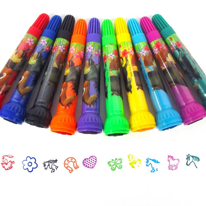 Tiny Mills - Wholesale Markers - Kids & Baby - Horse and Pony Stamp Marker Set - Set of 10 3