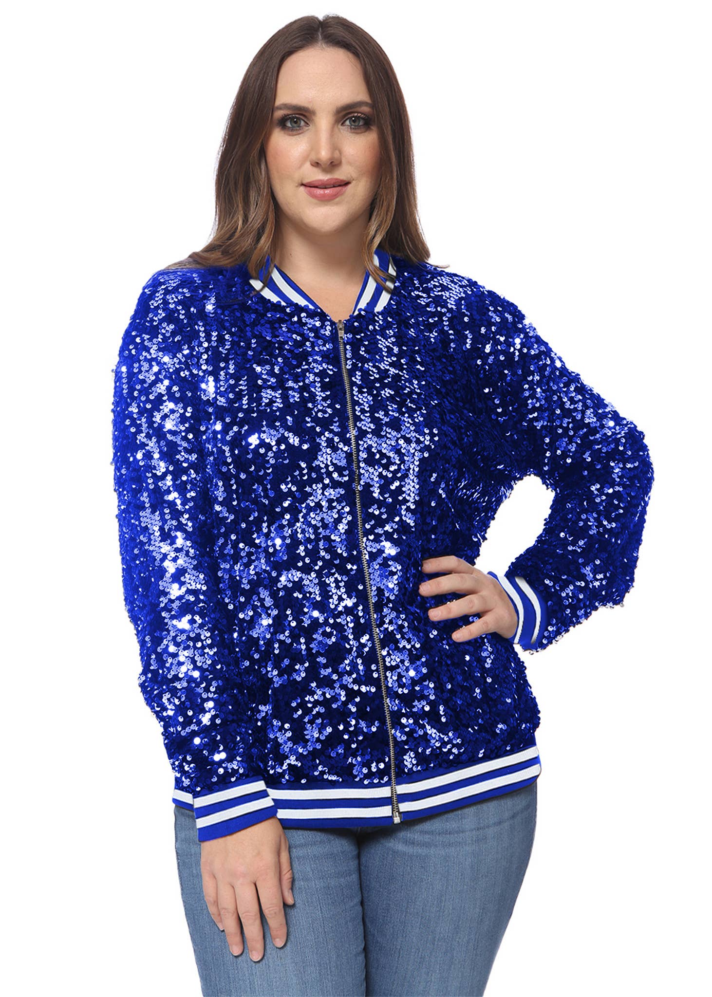 Anna Kaci Wholesale - Wholesale Bomber Jacket - Women's - Plus Size Sequin Bomber Jacket61