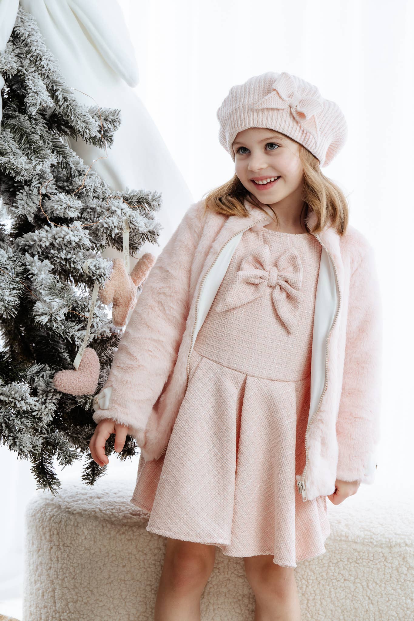 Pink Tweed Dress with a Bow Blanche for wholesale on Faire2