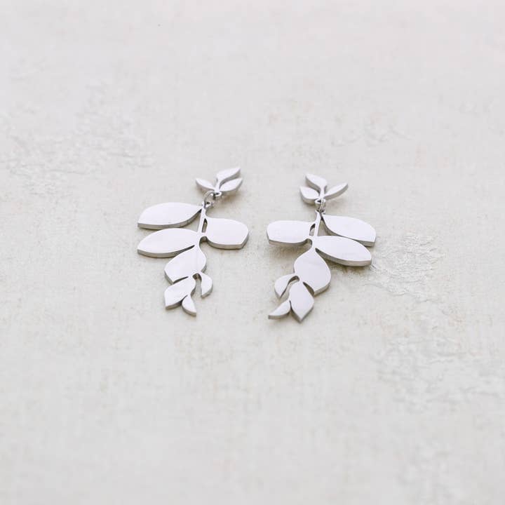 Sonata - Wholesale Snap Jewelry - Steel Twig Earrings2