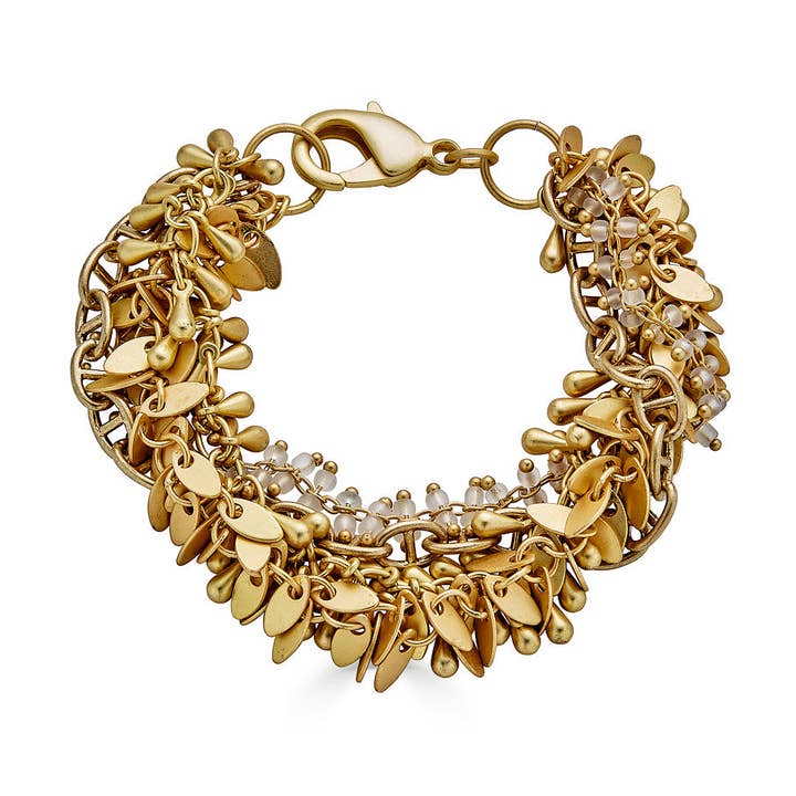 Bracciale con frange a quattro fili in oro opaco per la vendita all'ingrosso da parte di Loni Paul Jewelry