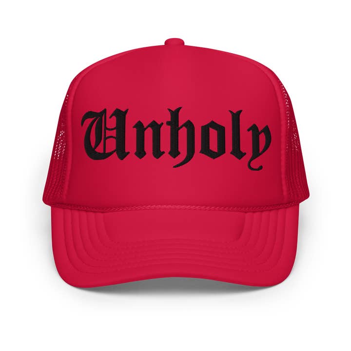 Goth Cloth Co. - Wholesale Trucker hat – Unisex - Unholy Embroidered Foam Trucker Hat