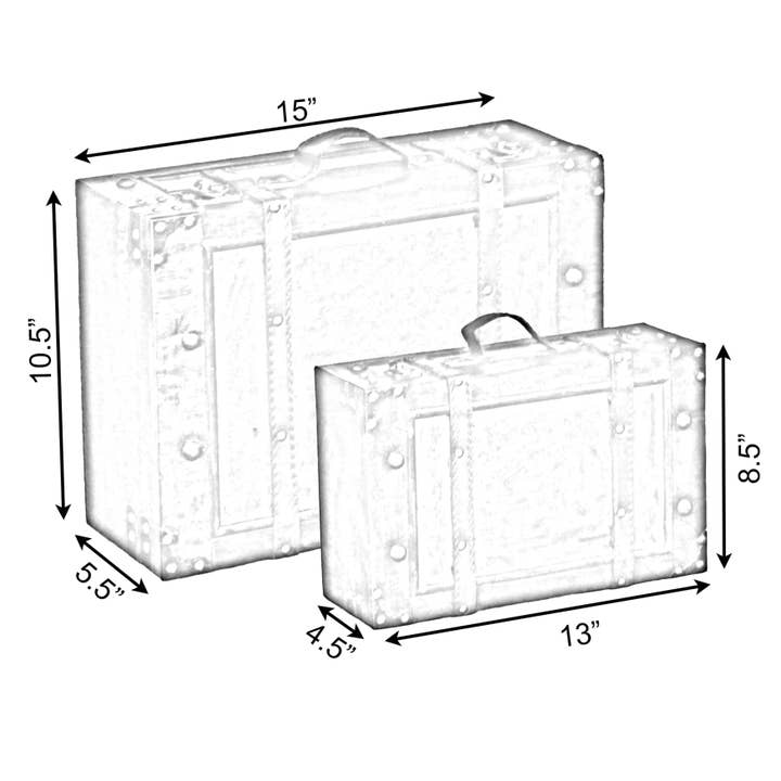 Quickway Imports – wholesale Decorative box – Wooden Vintage Luggage Trunks - Antique Carry on Suitcase St2