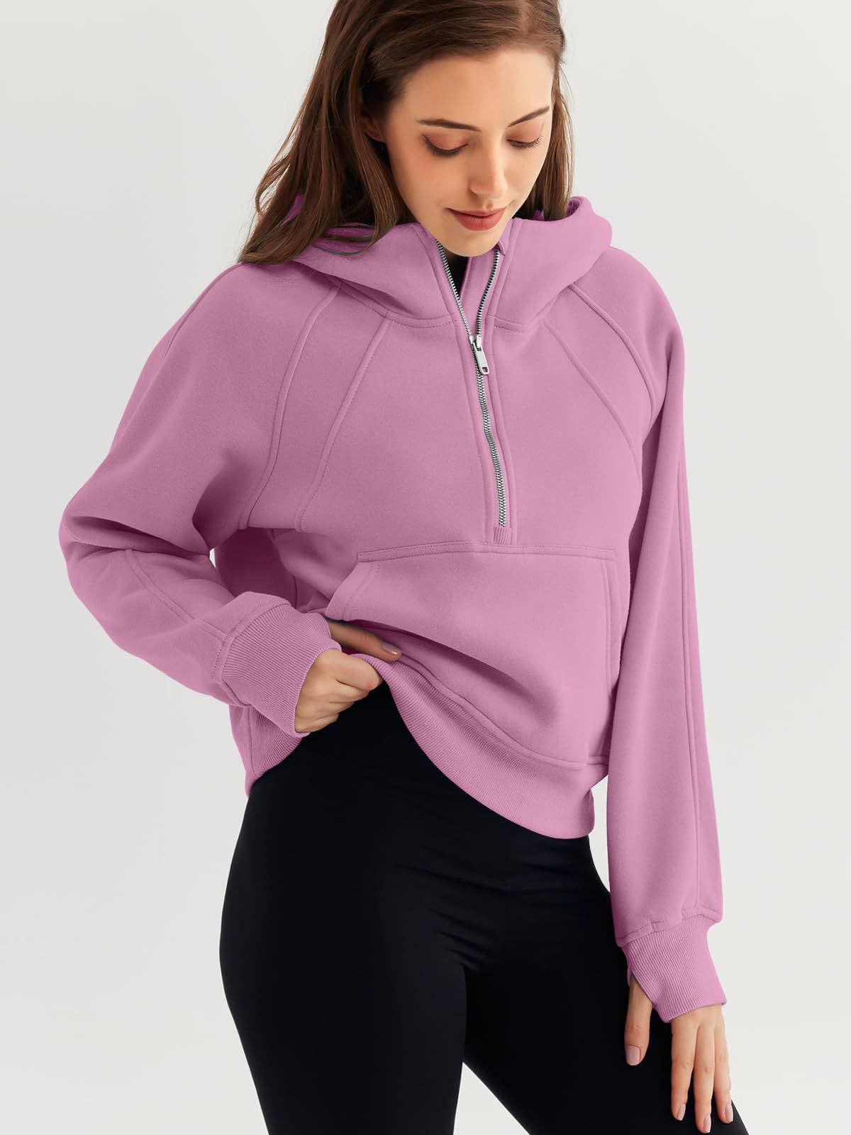 Suhkasana - Wholesale Hoodie - Women's - Zip-Up Hoodie Scuba Pullover Cropped Sweatshirt7
