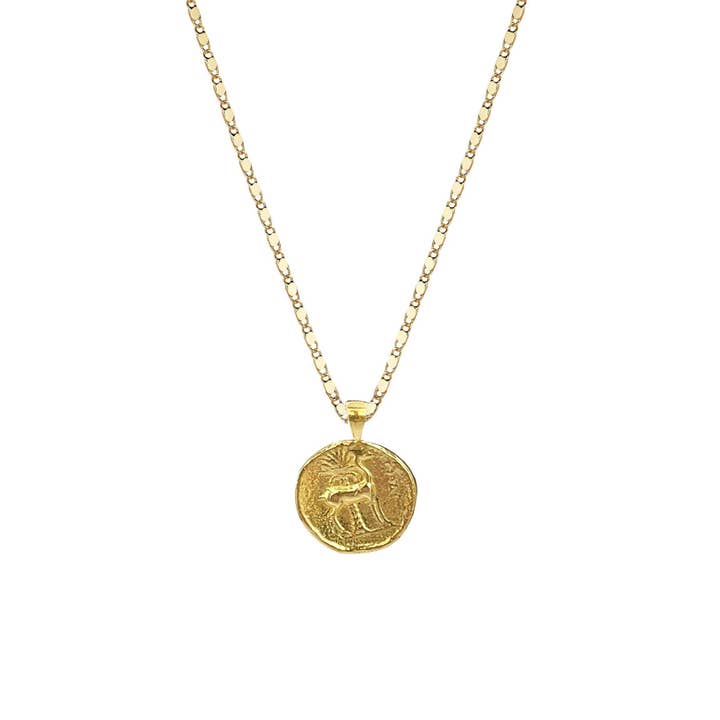 Ancient Things - Venta al por mayor Collares con colgantes/abalorios - Collar con forma de moneda Artemis con diseño de abeja y ciervo, réplica con calidad de museo