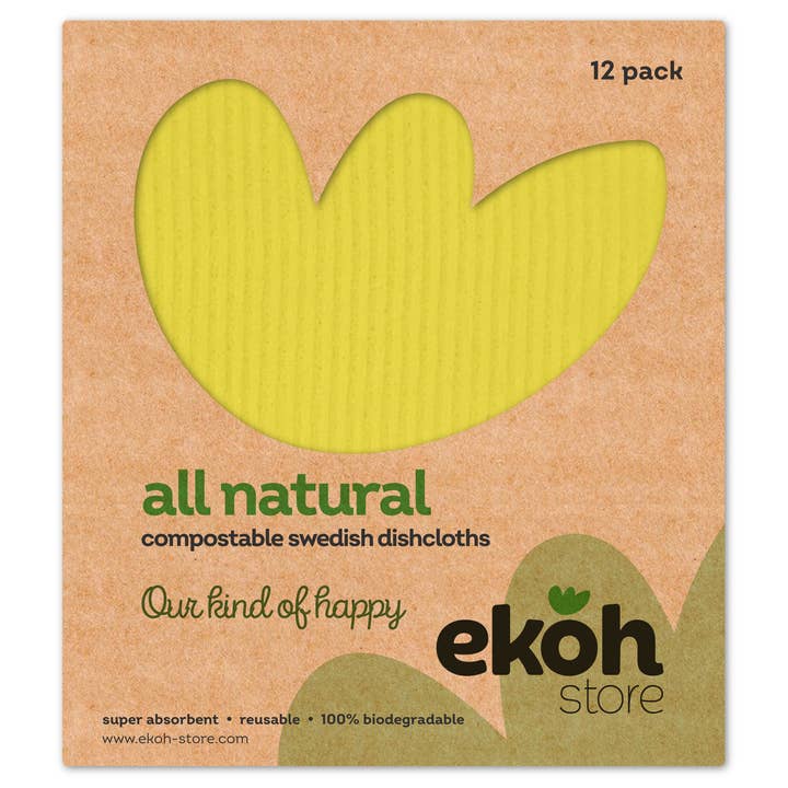 EKOH - Wholesale Dishcloth - Swedish Dishcloth Set of 12 Plain Happy Rainbow Colours1