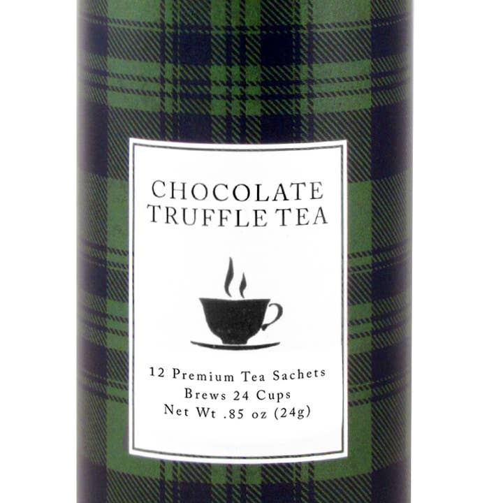 Teacup Green Tartan Tea Gift- 12 Tea Sachets - Tall Tin for wholesale by The Tea Can Company