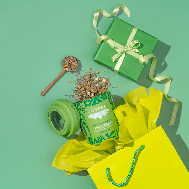 JusTea (No Import Fees to USA) - Wholesale Loose Tea - STARRY NIGHT Tin & Spoon - Organic, Fair-Trade, Herbal Tea7