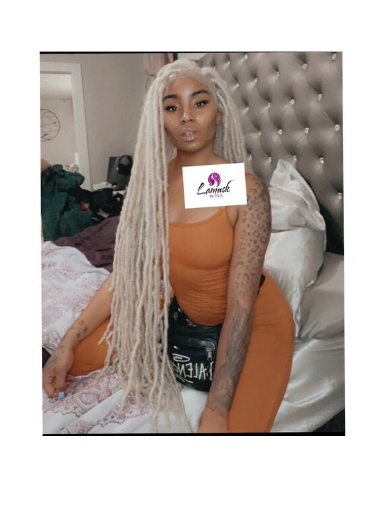 Lamuskwigs – wholesale Wig/hair piece – 36 inches Long distressed faux locs, blonde faux locs wig2