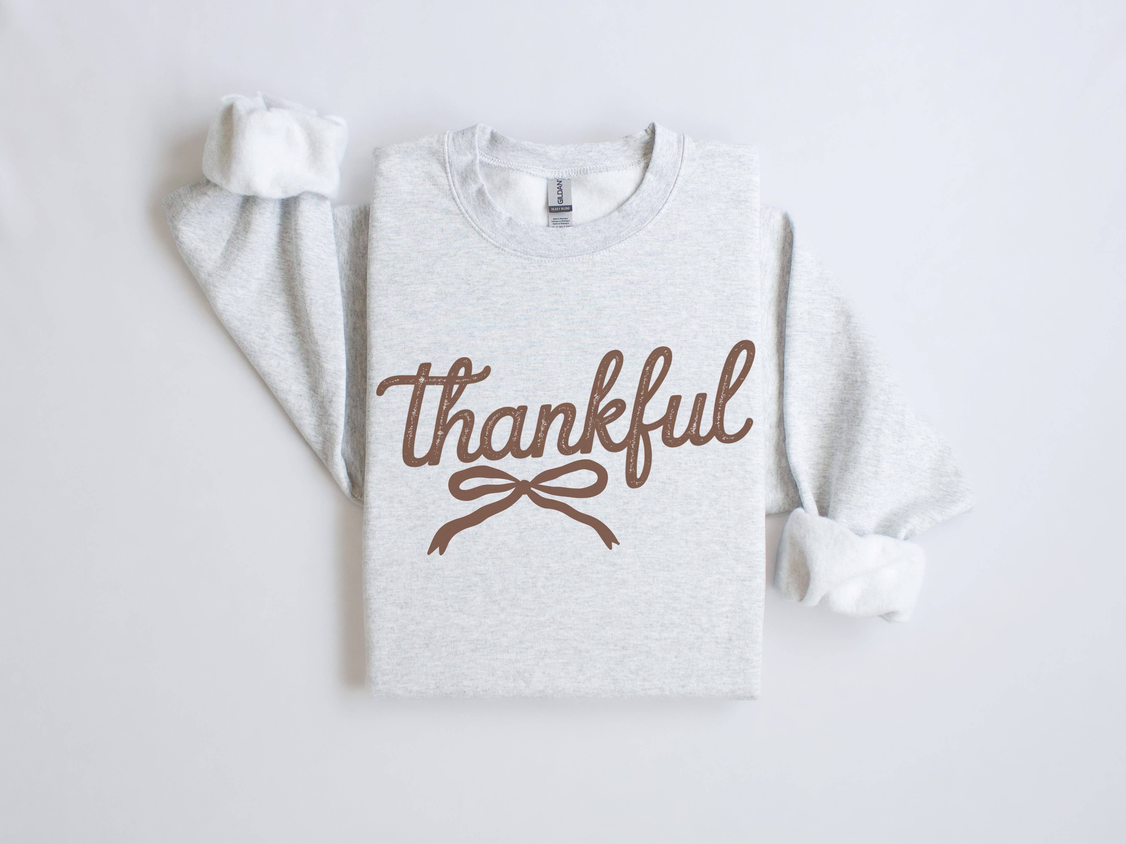 Amy Anne Apparel Inc - Wholesale Graphic Sweatshirt - Women's - Thankful Bow Crew Neck Sweatshirt 0