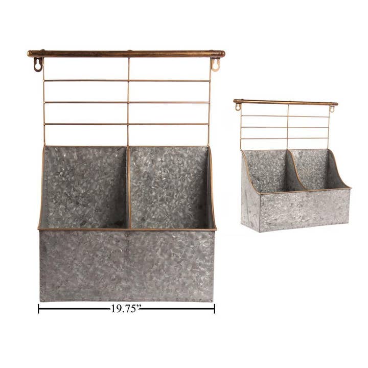 Farmhouse Modern Storage 2-Pocketw/Rack, Small, 12x15.5" for wholesale by Truu Design