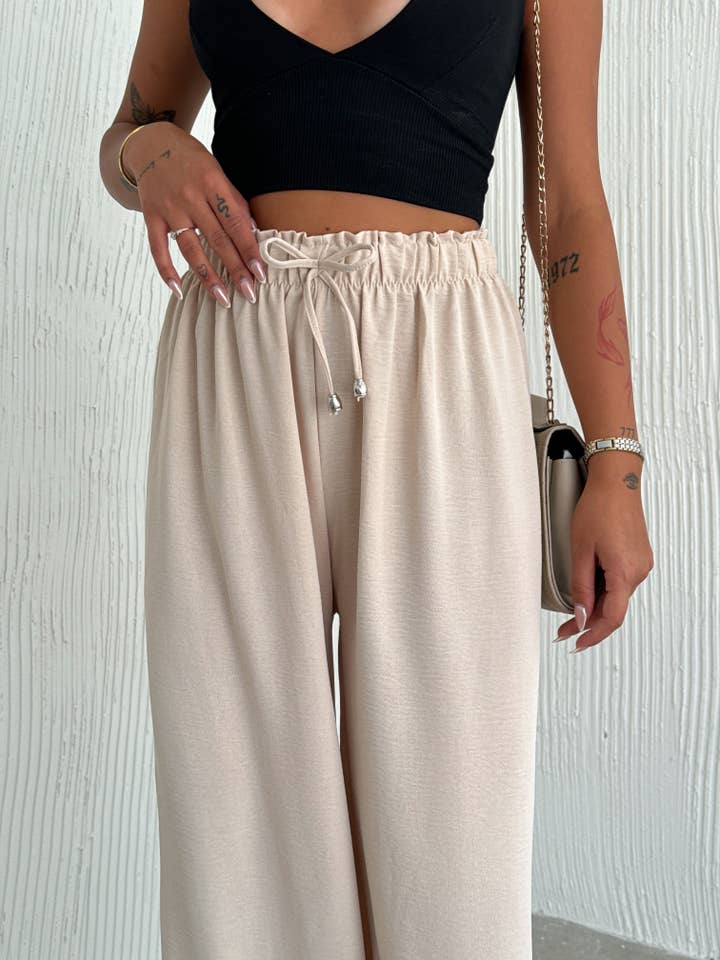 VAV NEW YORK - Wholesale Pants - Women's - Women's Solid Color Palazzo Pants Wide Leg Elastic